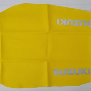 housse de selle jaune SUZUKI DR350 LOGO GRIS